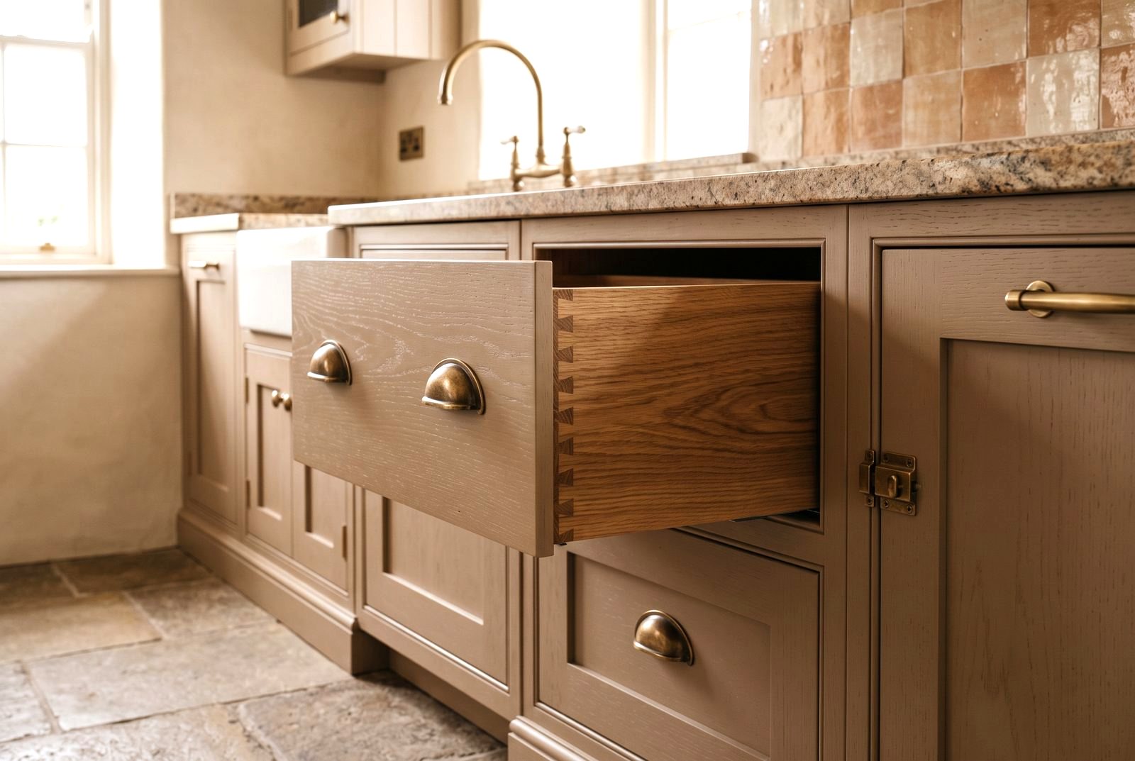 Bespoke fitted walnut kitchen installed by MS Carpentry in Drogheda, Co. Louth